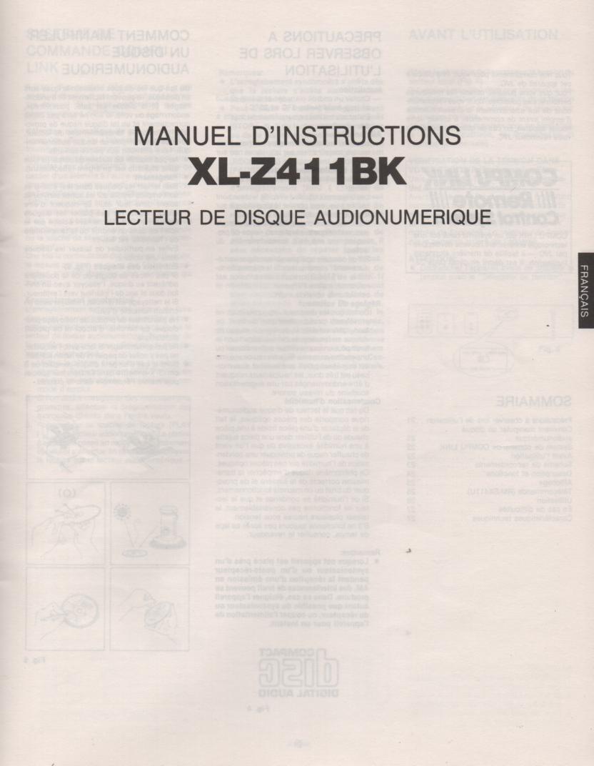 XL-Z411BK CD Player Owners Manual French