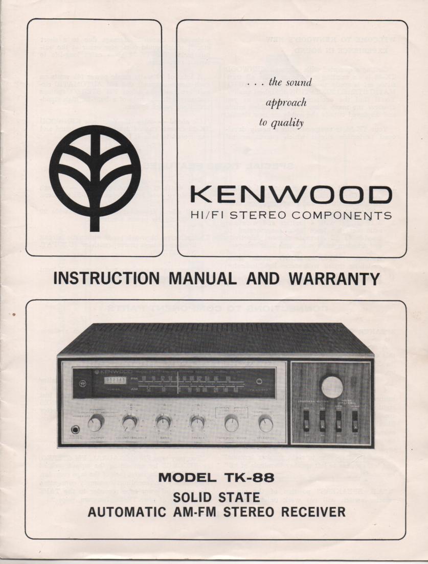TK-88 Receiver Owners Service Manual  Kenwood 