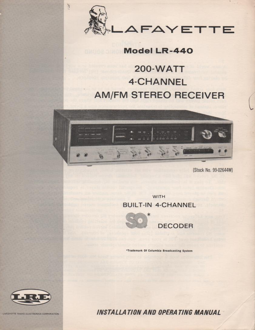 LR-440 Receiver Owners Manual  LAFAYETTE