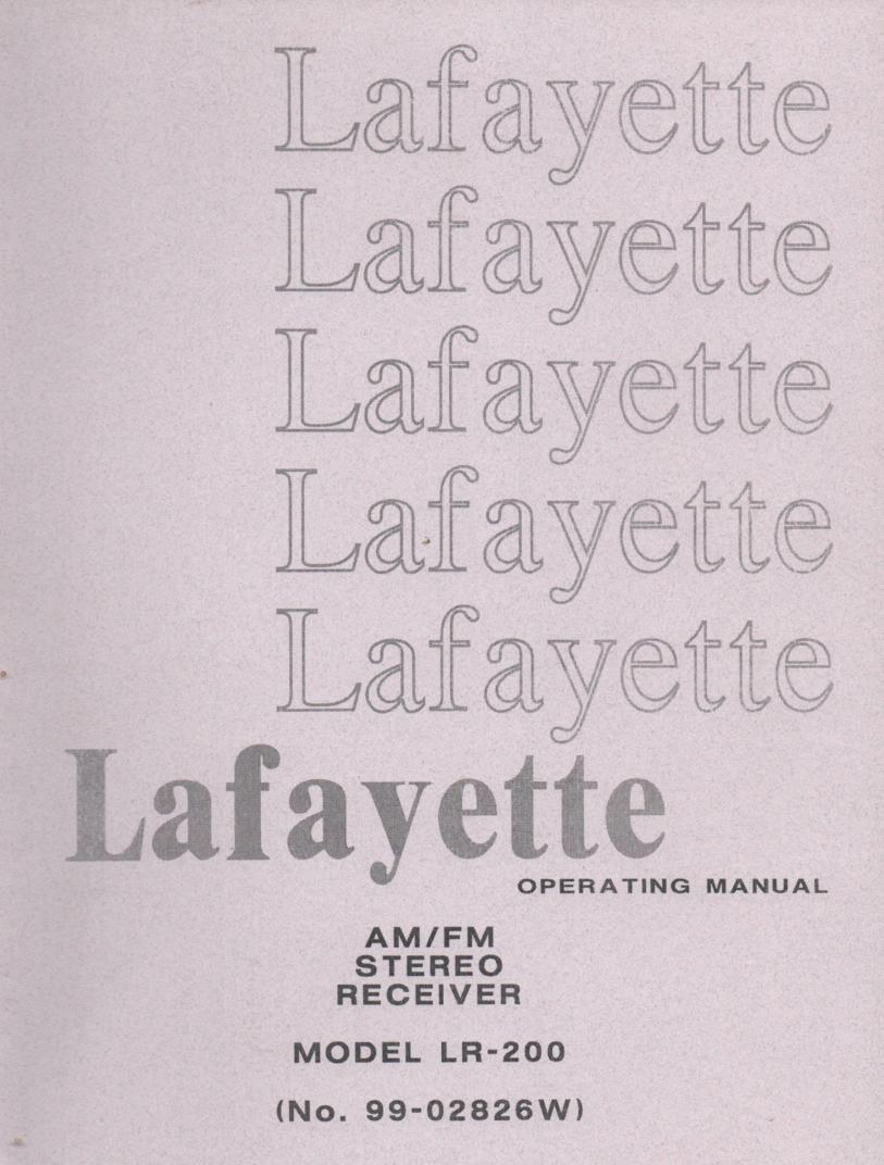 LR-200 Receiver Owners Service Manual  LAFAYETTE