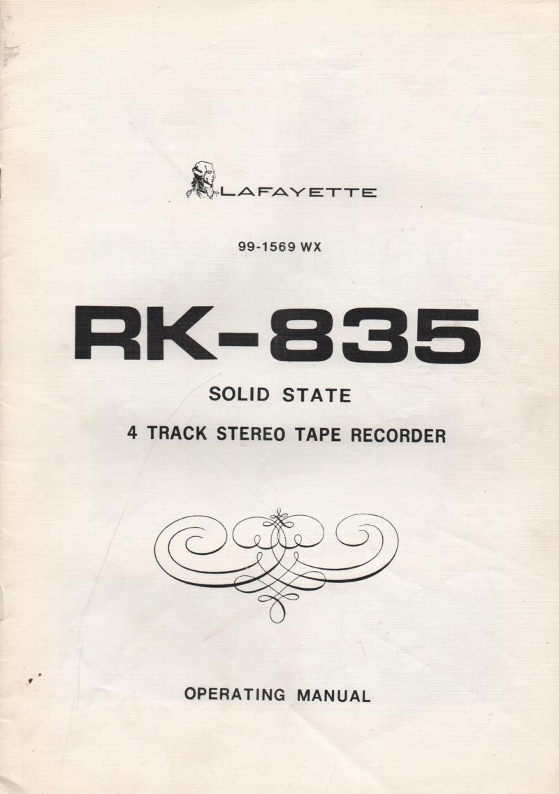 RK-835 Reel to Reel Manual  LAFAYETTE