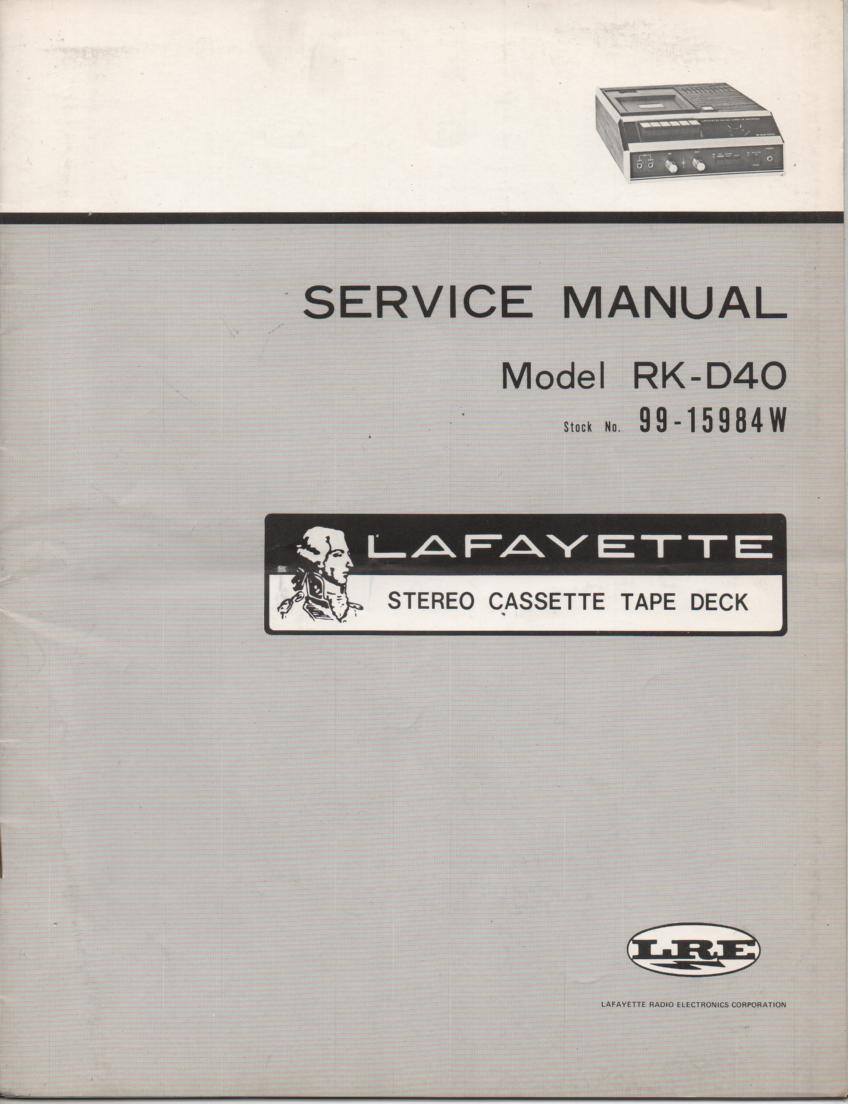 RK-D40 Cassette Deck Service Manual