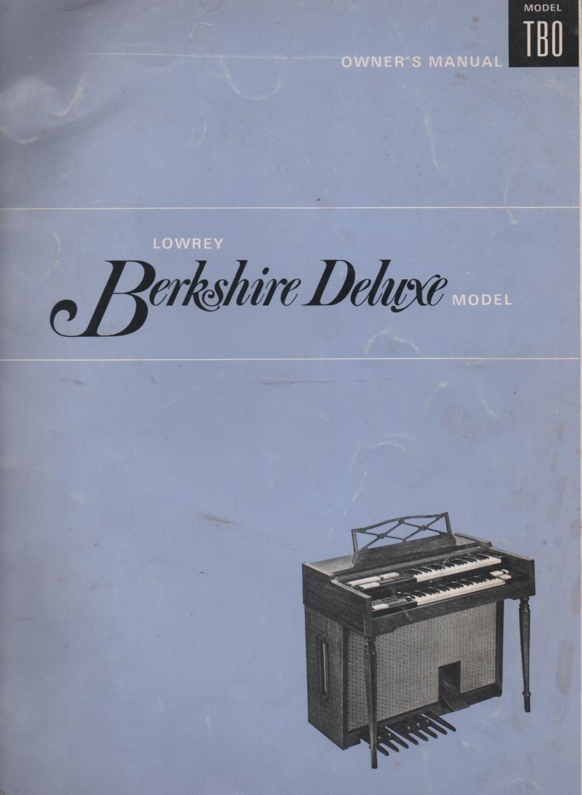 TBO Berkshire Deluxe Organ Owners Manual