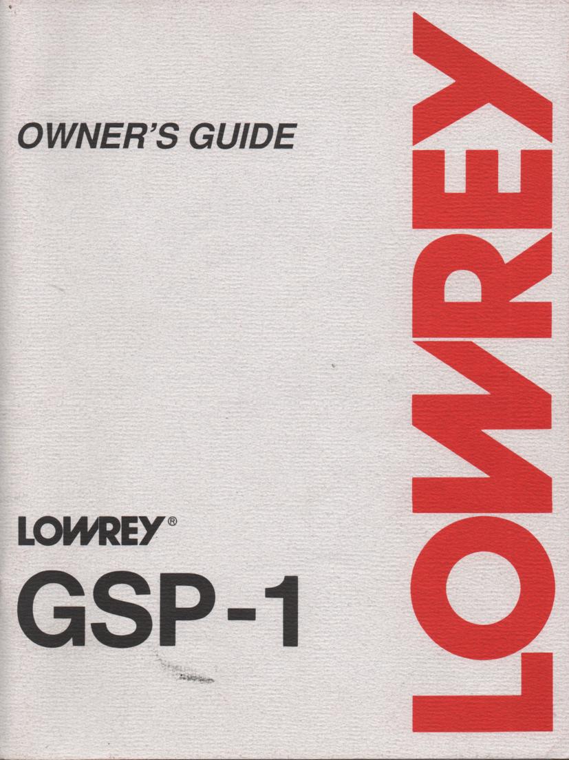 GSP-1 E-300 Organ Owners Operating Instruction Manual