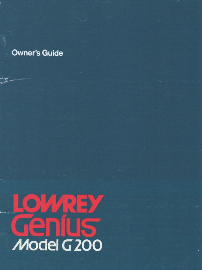 G-200 Genius Organ Owners Manual