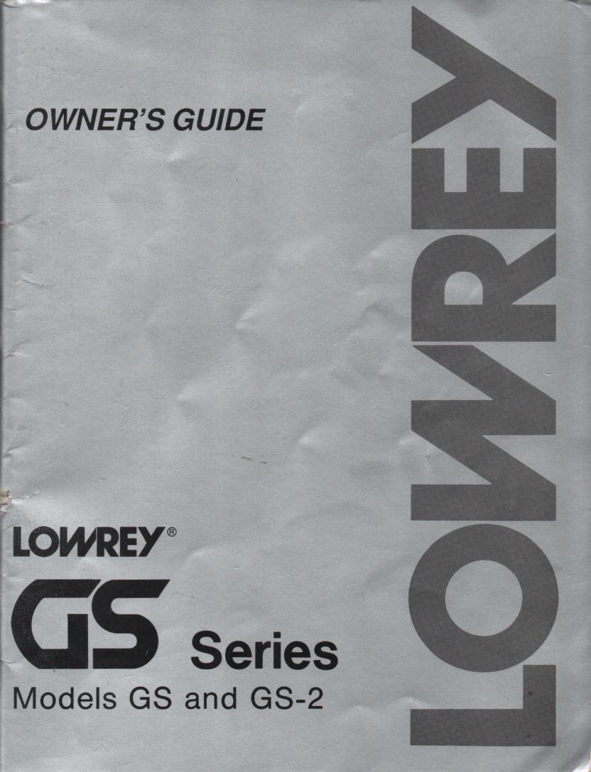 GS GS-2 Organ Owners Operating Instruction Manual