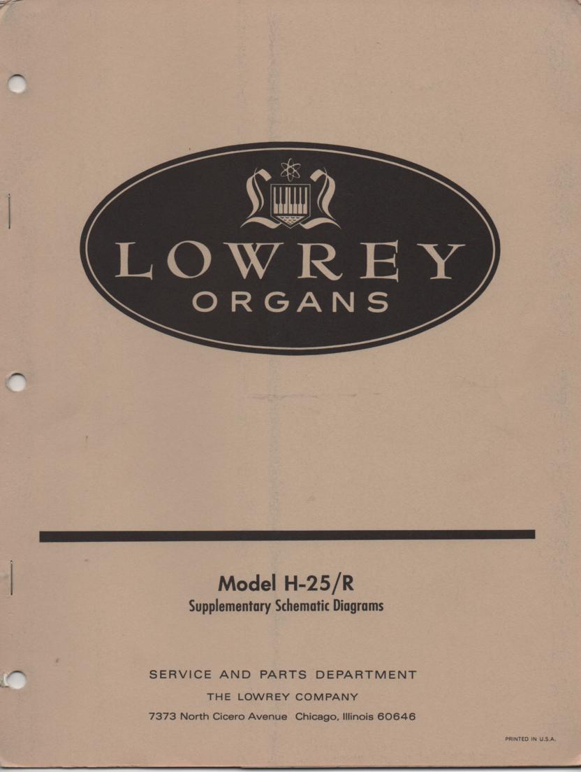 H25 Theatre Console Organ Schematic Service Manual