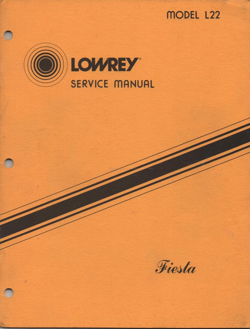 L22 Fiesta Organ Service Manual
