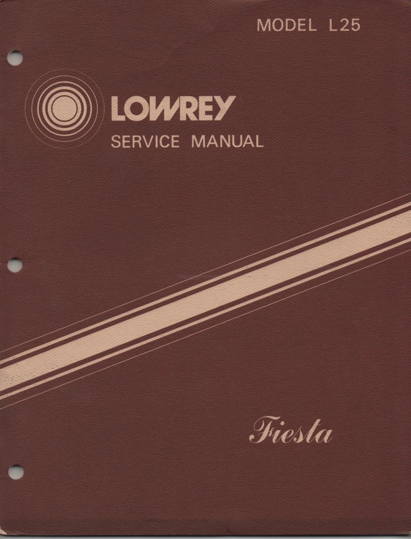 L25 Fiesta Organ Service Manual