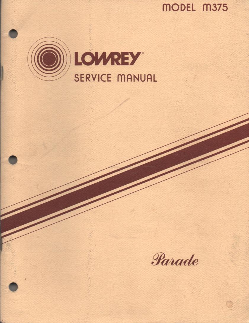 M375 Parade Organ Service Manual