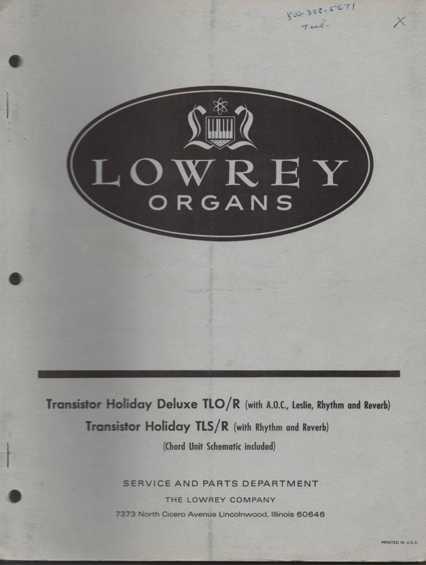 TLO-R TLS-R Organ Schematic Service Manual