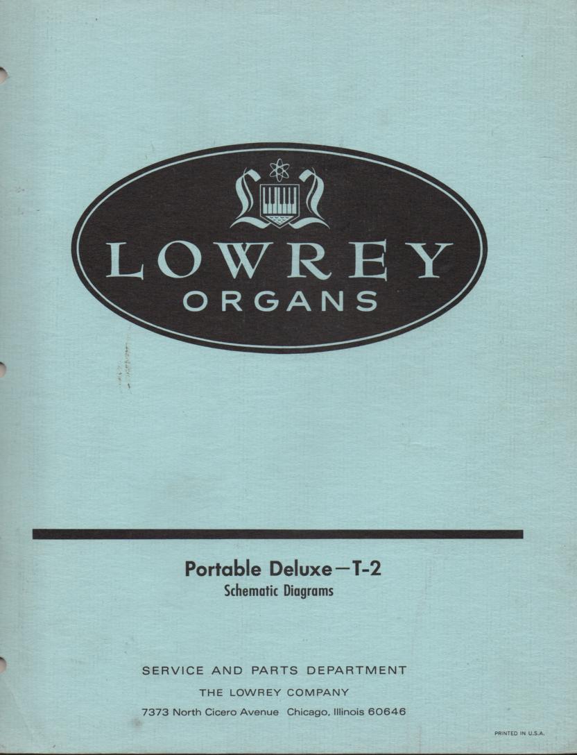T-2 Portable Deluxe Organ Service Manual