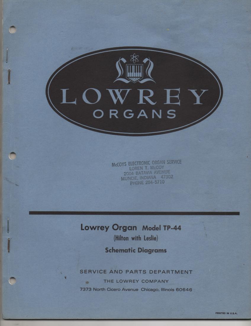 TP44 Hilton Organ Schematic Service Manual