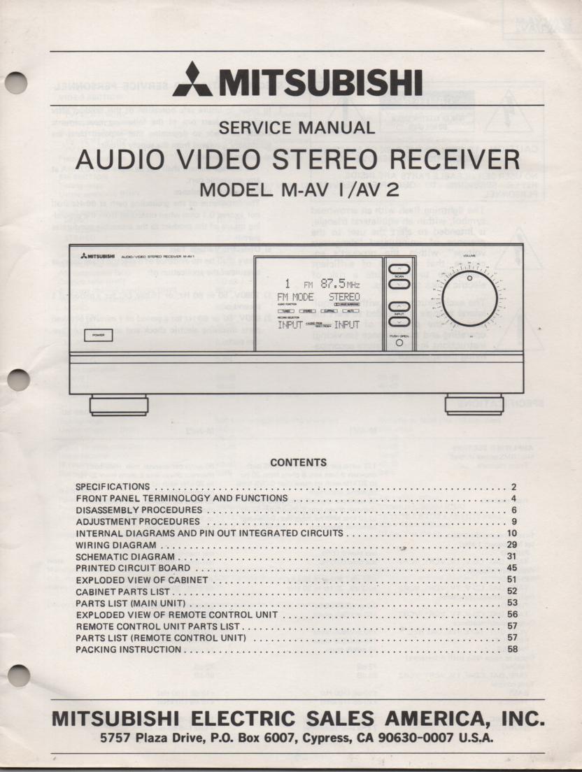 M-AV1 M-AV2  Audio Video Receiver Service Manual  Mitsubishi