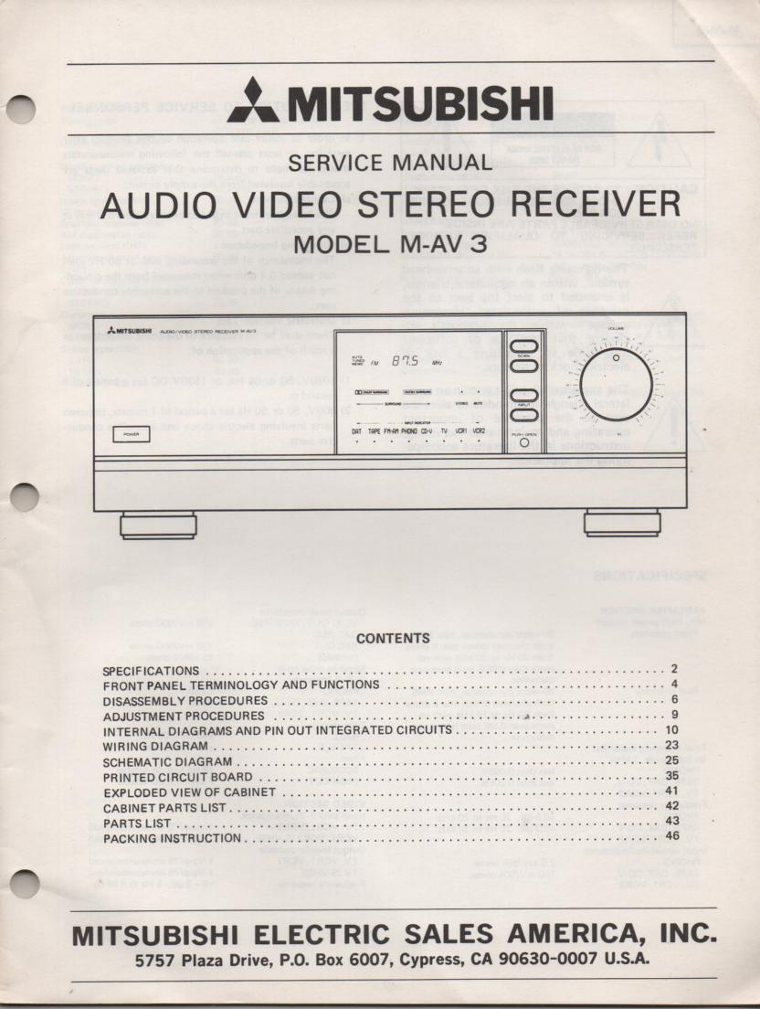 M-AV3 Audio Video Receiver Service Manual  Mitsubishi