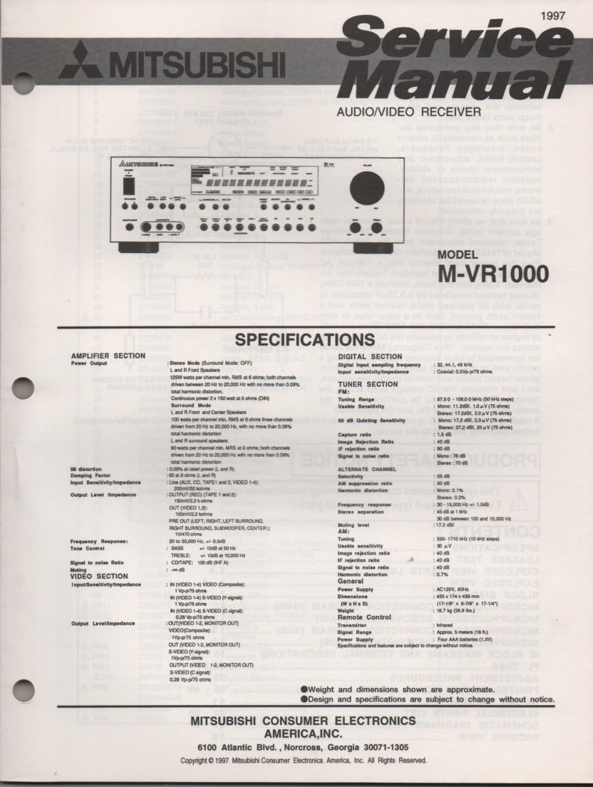 M-VR1000 AV Receiver Service Manual  Mitsubishi