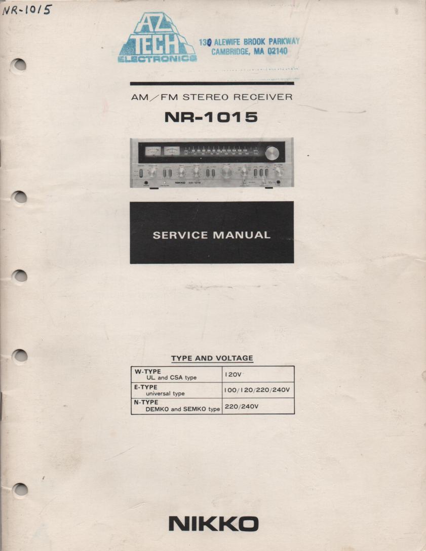 NR-1015 Receiver Service Manual  Nikko