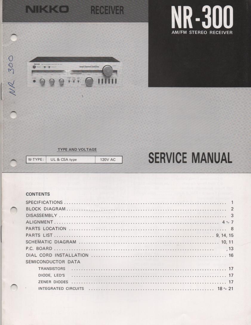 NR-300 Receiver Service Manual  Nikko