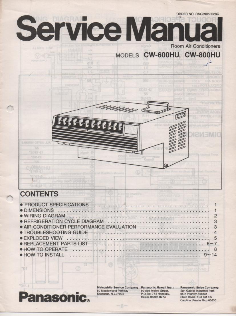 CW-600HU CW-800HU Air Conditioner Service Manual