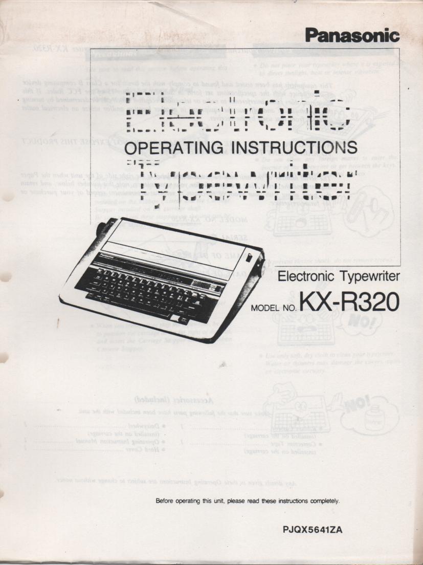 KXR320 Typewriter Owners Manual