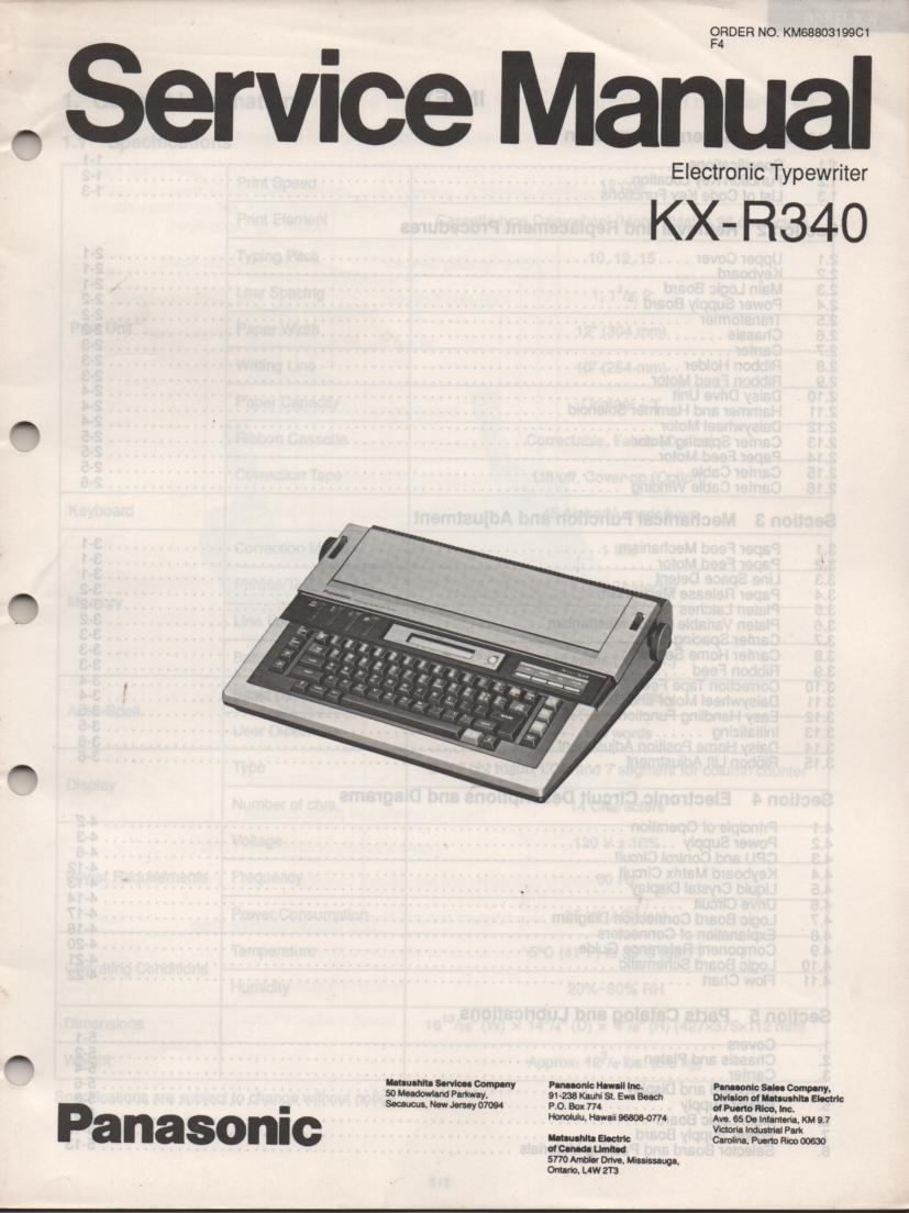 KXR340 Typewriter Service Manual