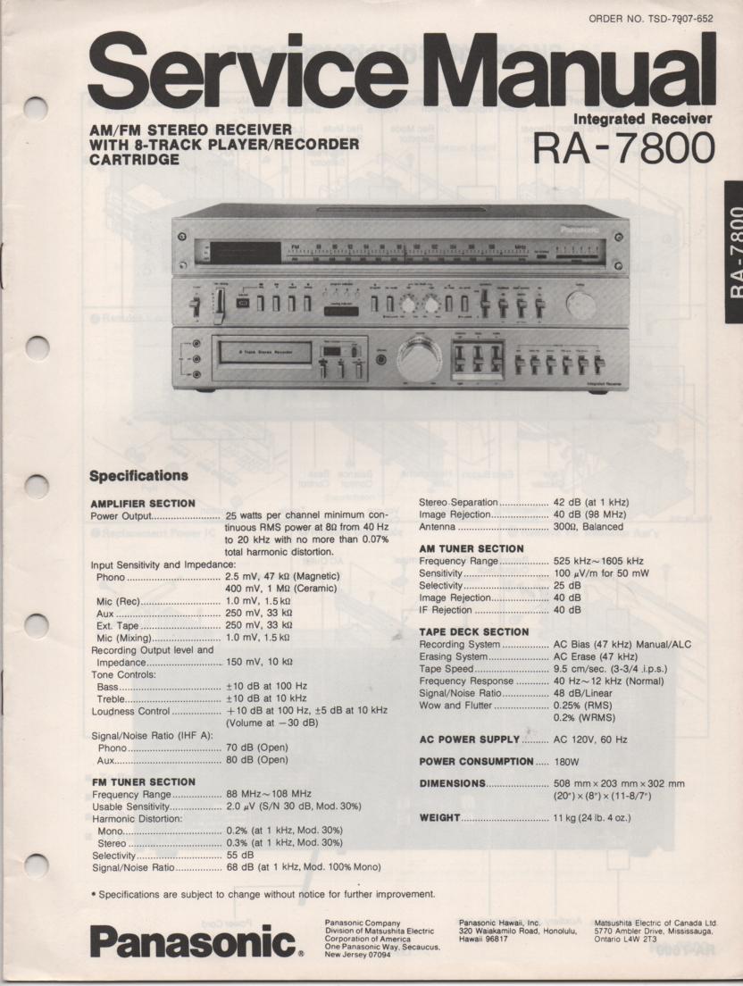 RA-7800 Receiver Service Manual  Panasonic