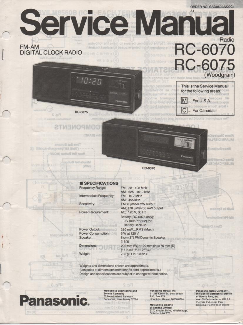 RC-6070C RC-6075C RC-6070M RC-6075M Digital Clock Radio Service Manual