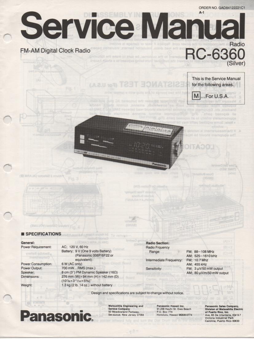 RC-6360 M Digital Clock Radio Service Manual