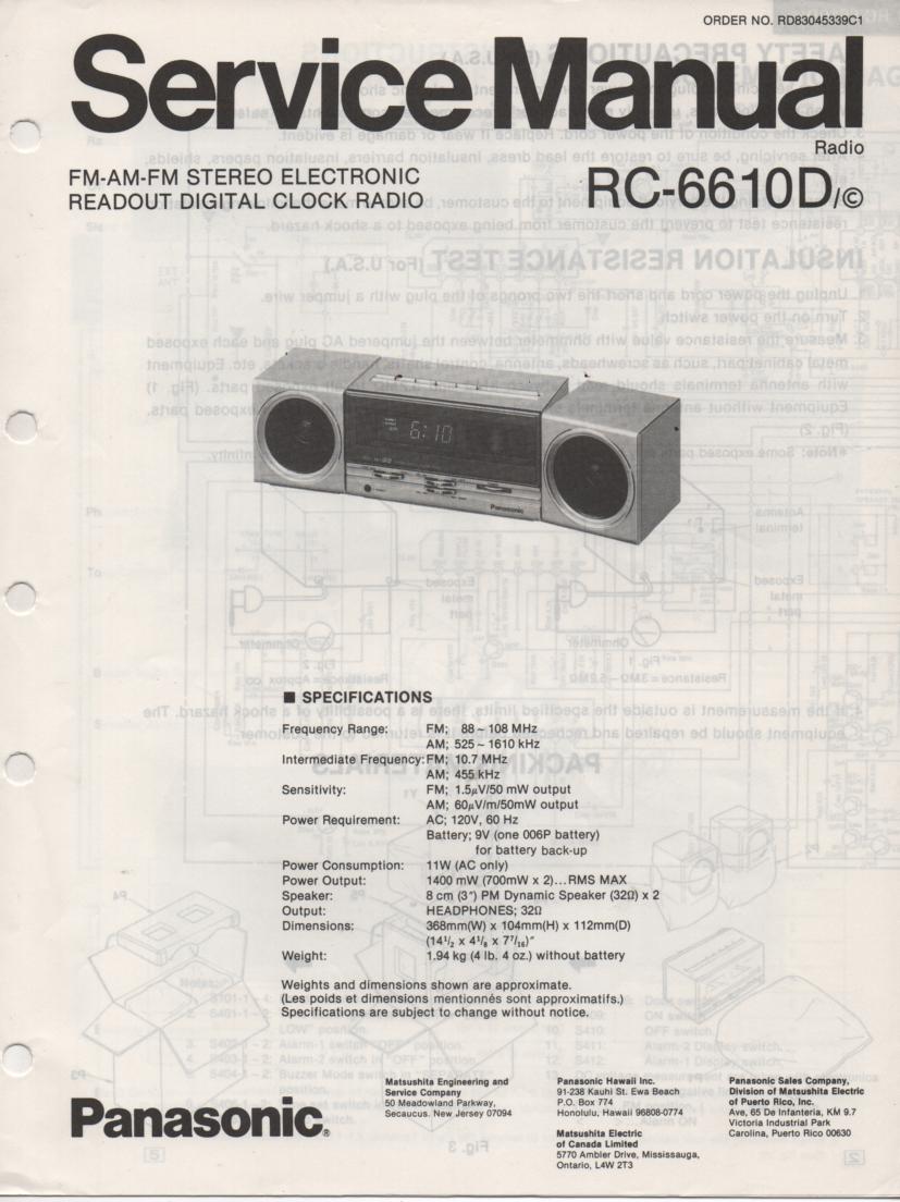 RC-6610D Digital Clock Radio Service Manual
