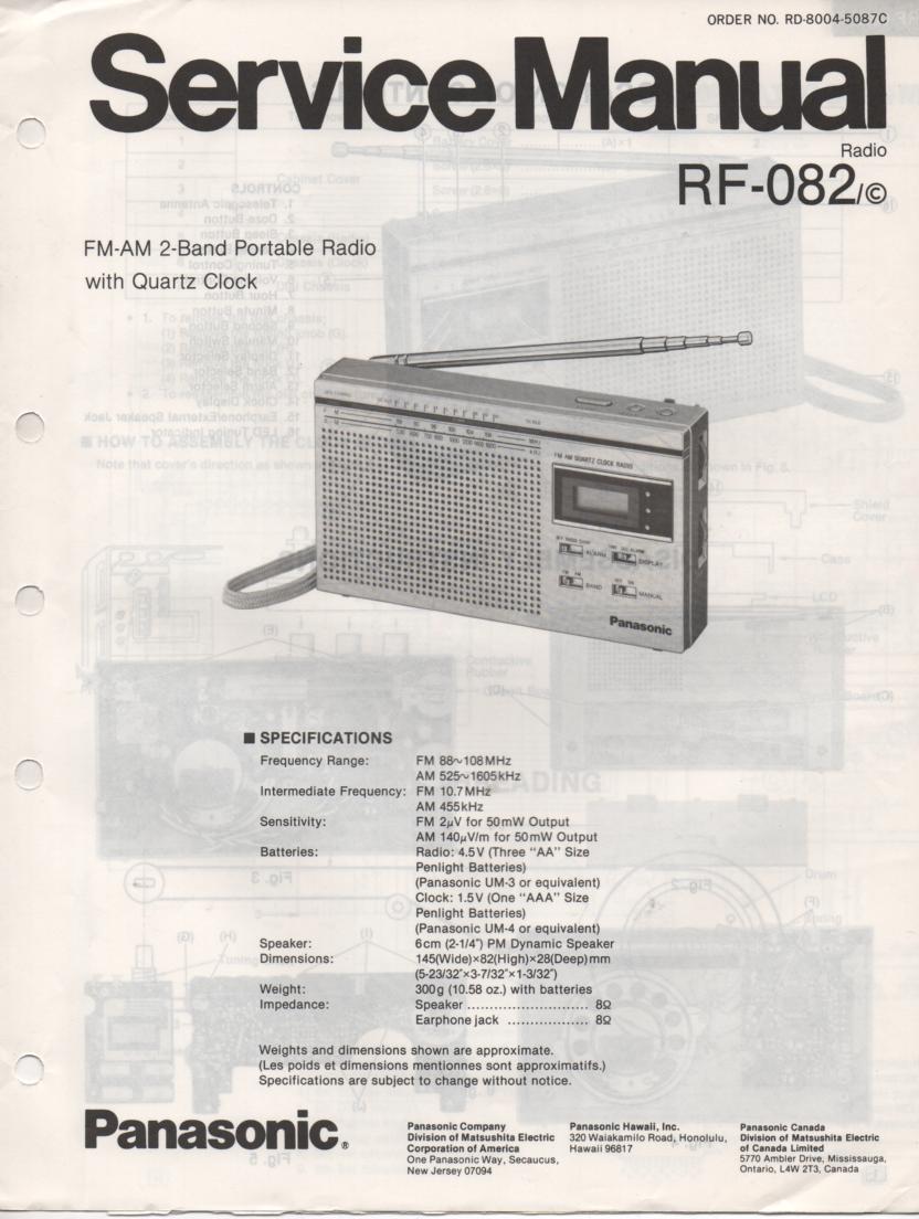 RF-082 AM FM Radio Service Manual