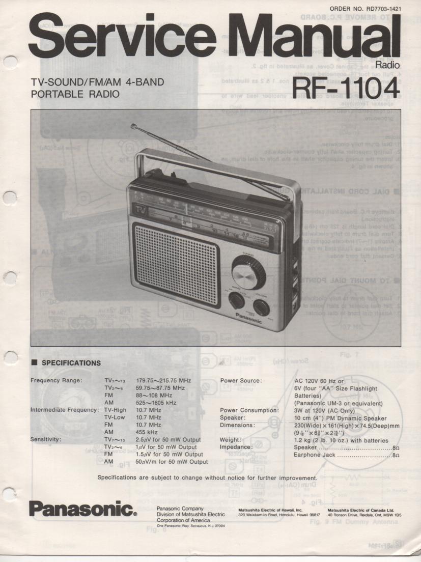 RF-1104 AM FM 4 Band Radio Service Manual