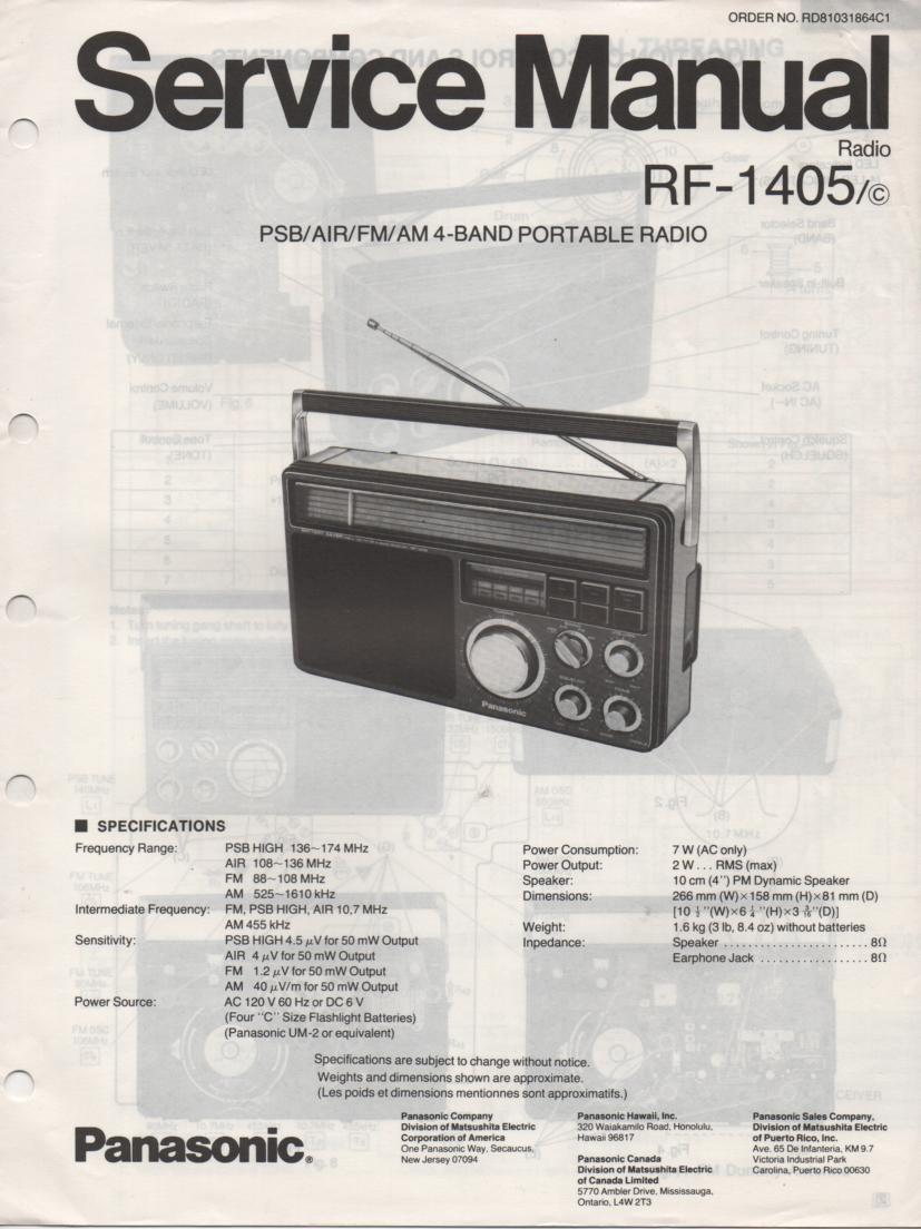 RF-1405 AM FM 4 Band Service Manual