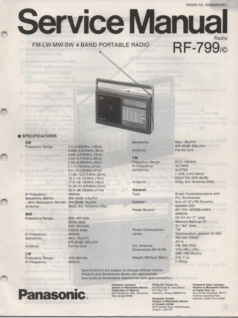 RF-799 Multi Band Radio Service Manual