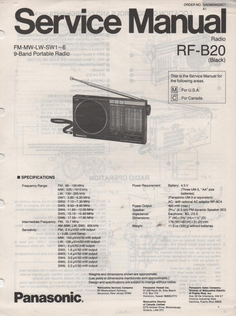 RF-B20 9 Radio Service Manual