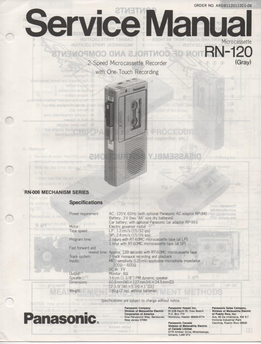 RN-120 Microcassette Deck Service Manual