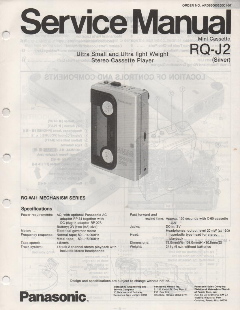 RQ-J2 Radio Cassette Player Service Manual
