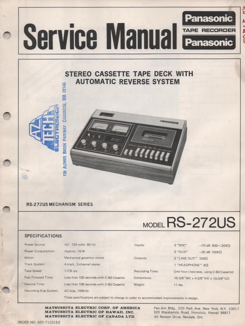 RS-272US Cassette Deck Service Manual