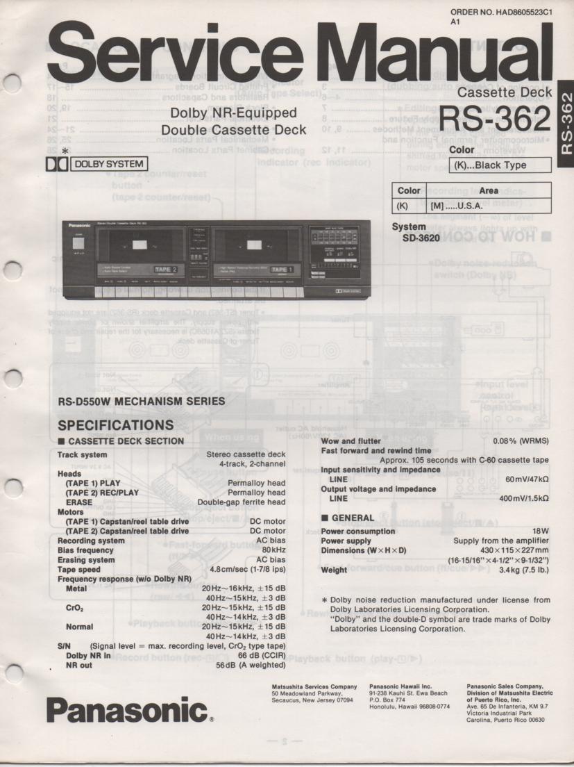 RS-362 Cassette Deck Service Manual