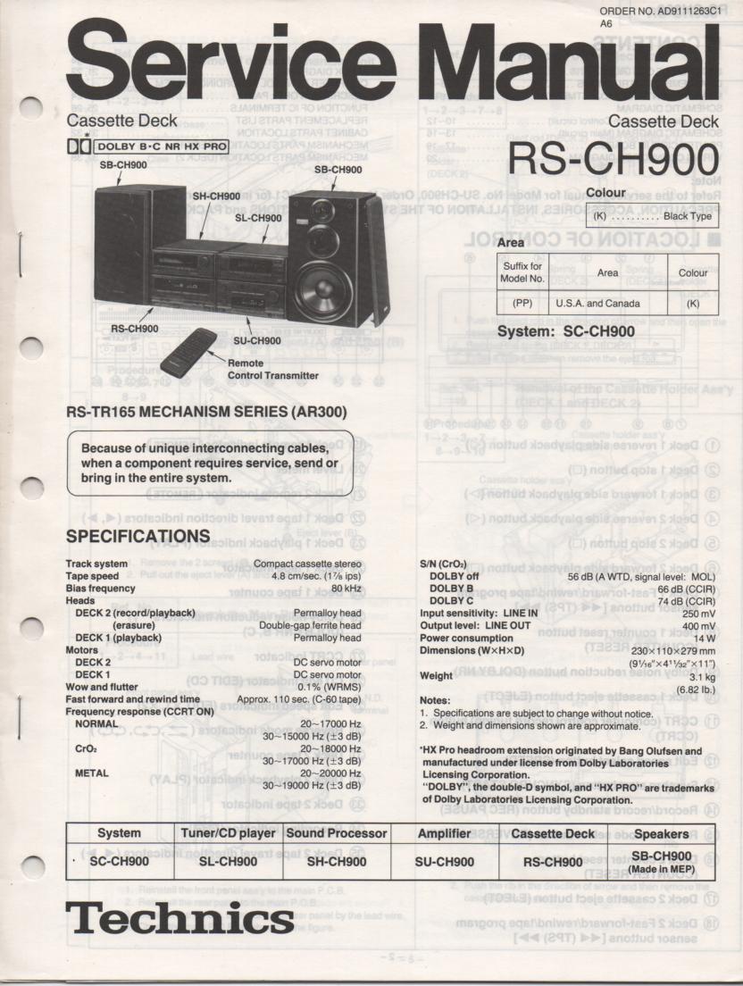 RS-CH900 Cassette Deck Service Manual