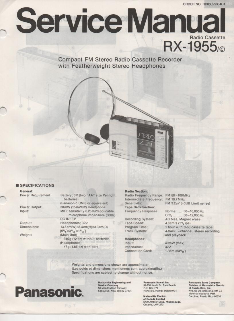 RX-1955 RX-1955C Radio Cassette Radio Service Manual