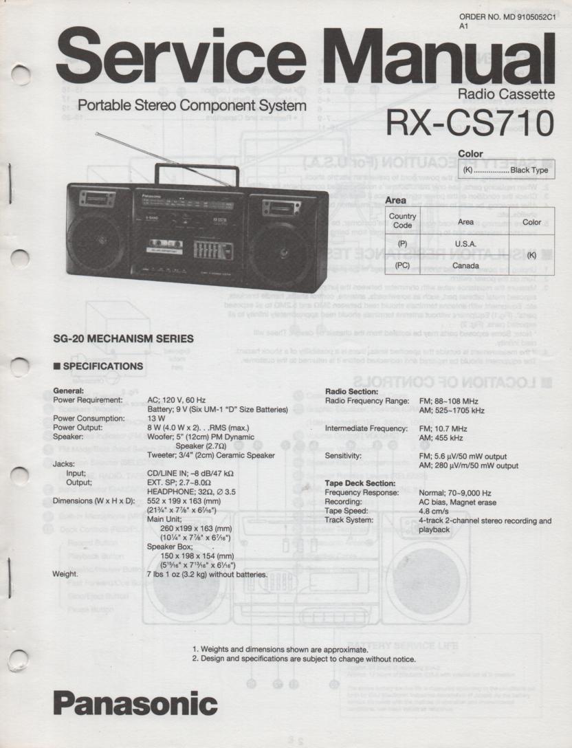 RX-CS710 Radio Cassette Service Manual