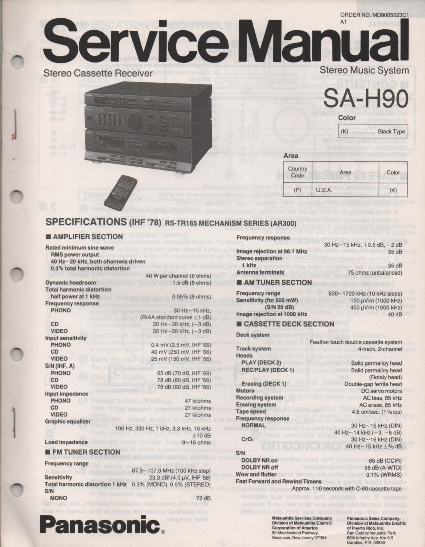 SA-H90 Double Cassette Compact Audio System Service Manual