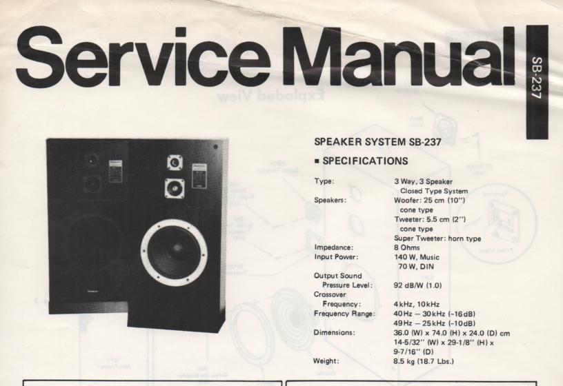 SB-237 Speaker System Service Manual  Panasonic