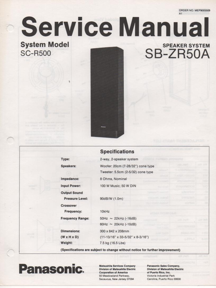 SB-ZR50A Speaker System Service Manual  Panasonic