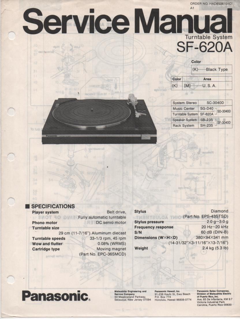 SF-620A Turntable Service Manual  Panasonic