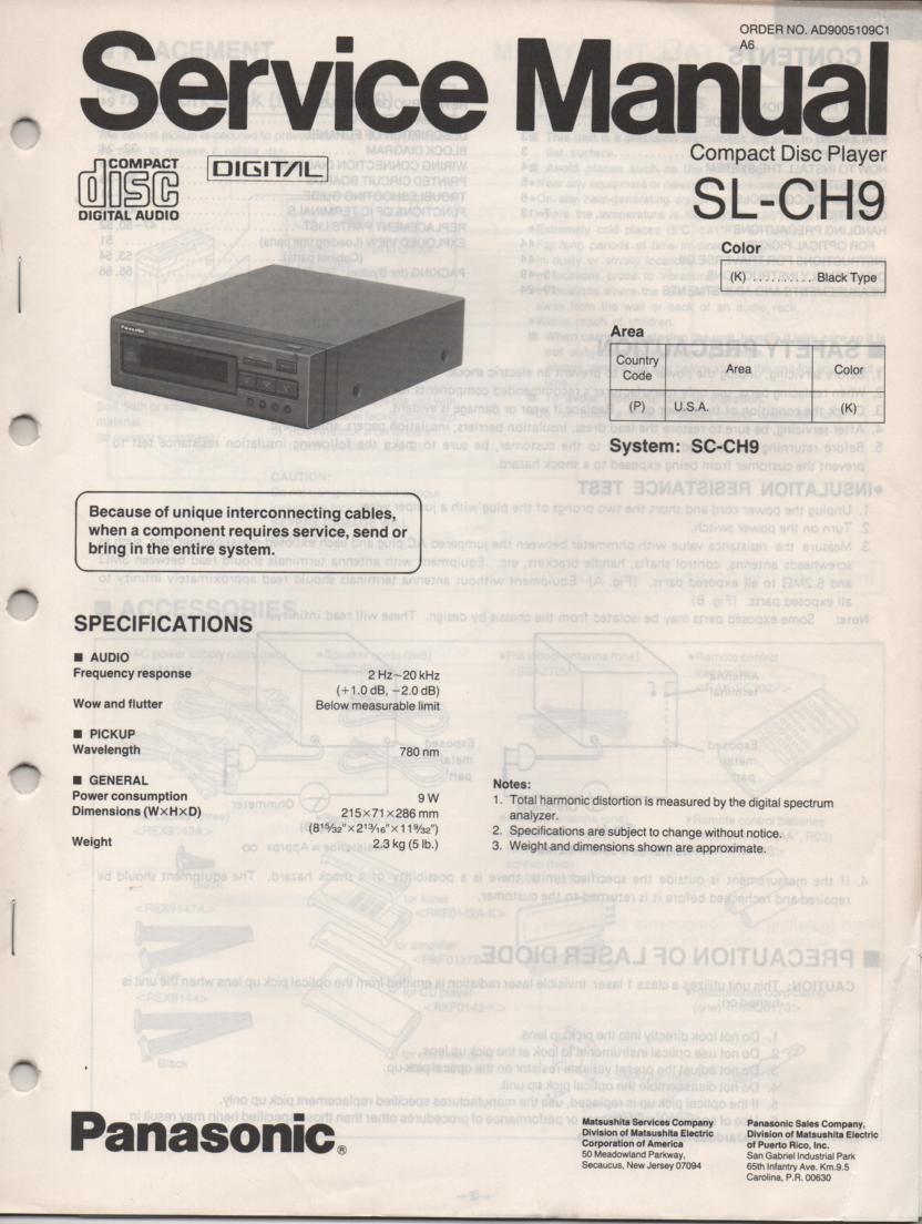 SL-CH9 CD Player Service Manual