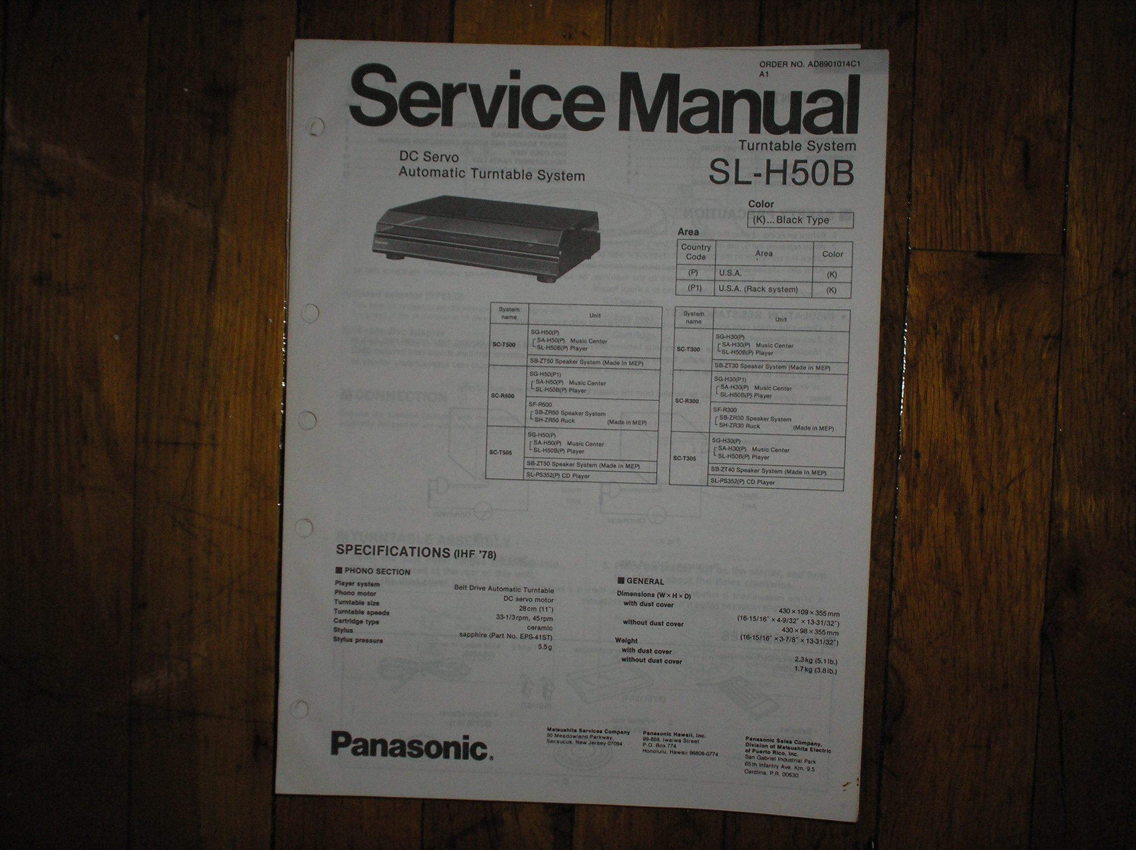 SL-H50B Turntable Service Manual  Panasonic