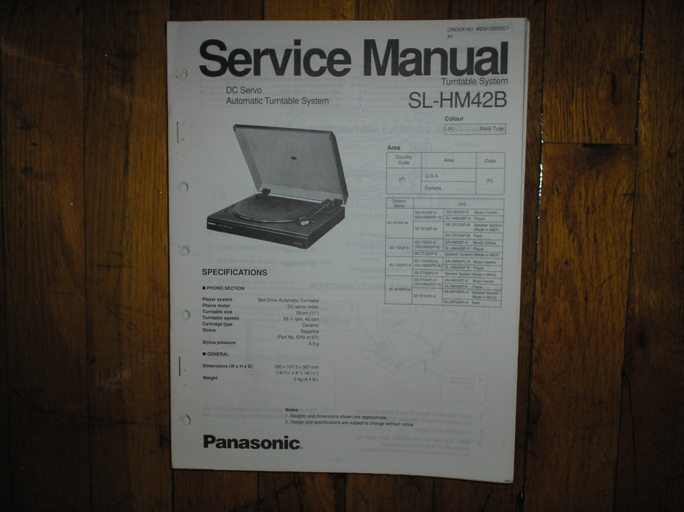 SL-M42B Turntable Service Manual  Panasonic