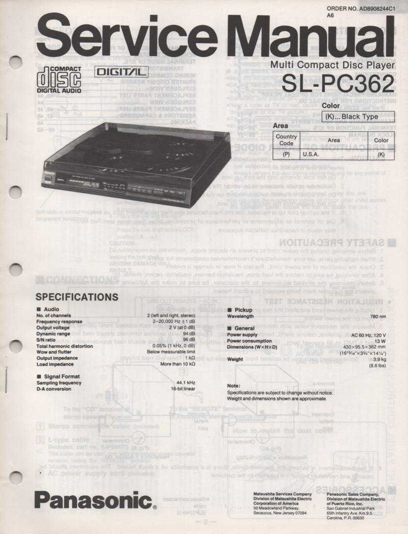 SL-PC362 Multi Disc CD Player Service Manual