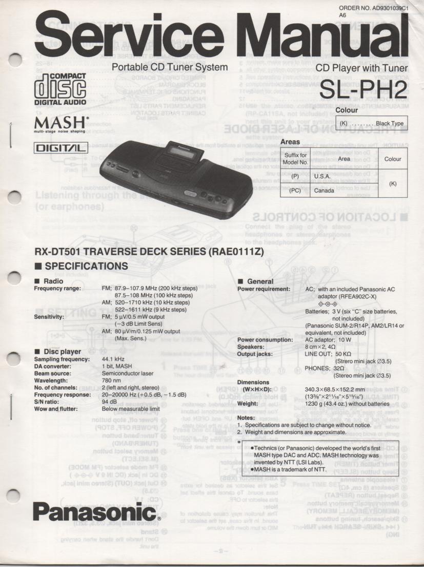 SL-PH2 Multi Disc CD Player Service Instruction Manual